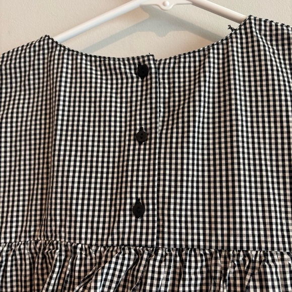 Zara Trafaluc Collection Black Gingham Babydoll Cotton Blouse Top Small Layered - Picture 8 of 9